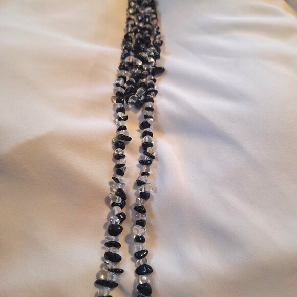 Artisan Handmade Quartz Black Tourmaline Stone Chip Double Stand Necklace - Picture 8 of 8